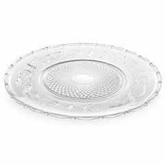 Platou din Sticla 32.5cm, Model Cristal Floral, Transparent