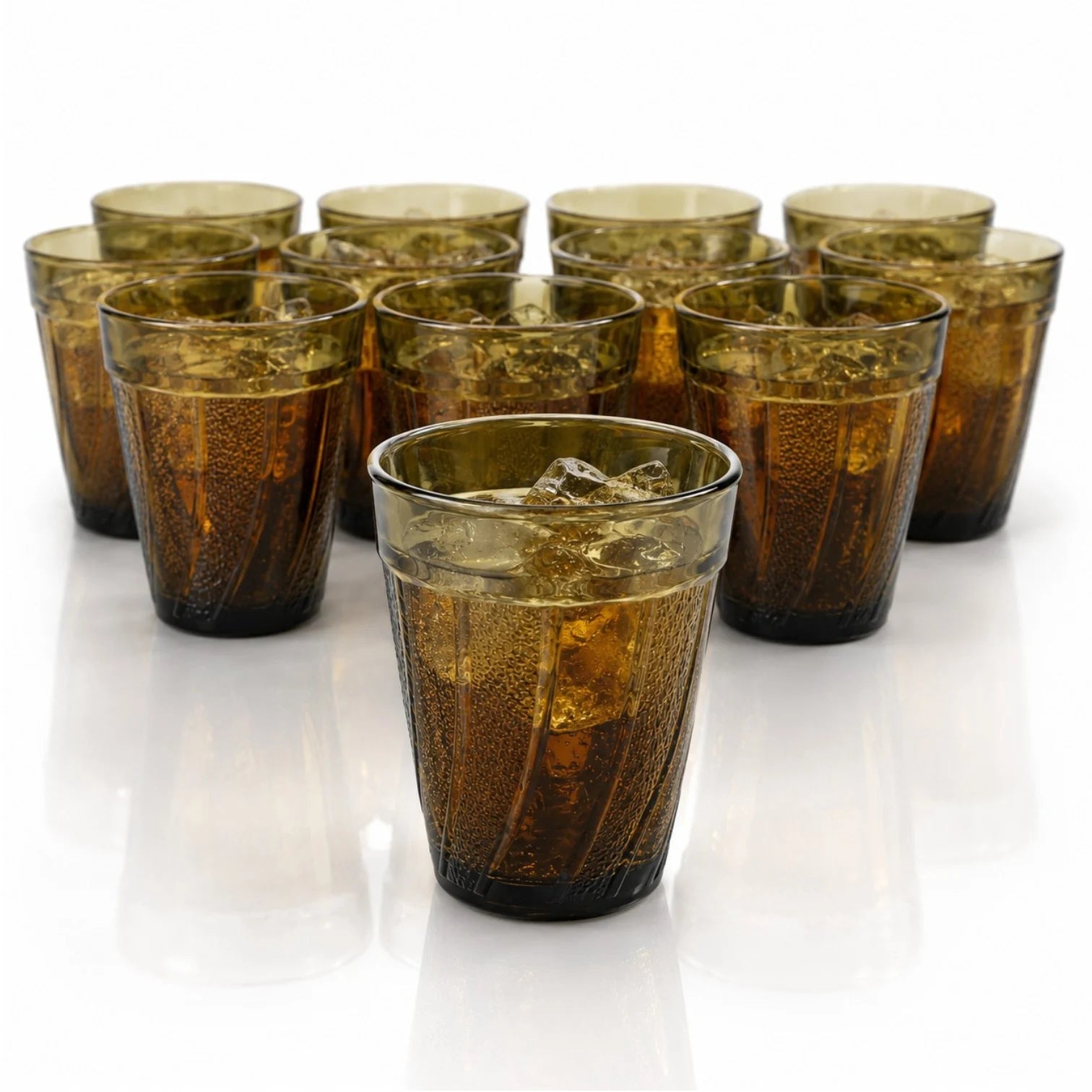 Pahar din Sticlă 12/set, Model Vintage Olive, 8.5cm Transparent Fumurie