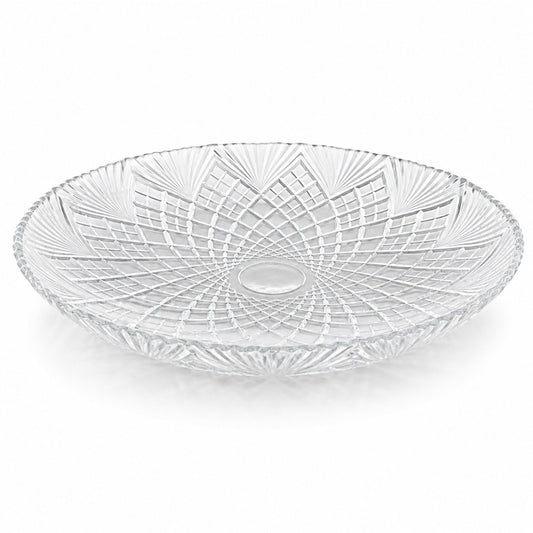 Platou din Sticlă 30cm, Model Cristal Floral, Transparent