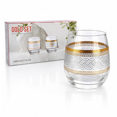 Pahar din Sticlă 6/set, Model Gold 9.5cm, Transparent