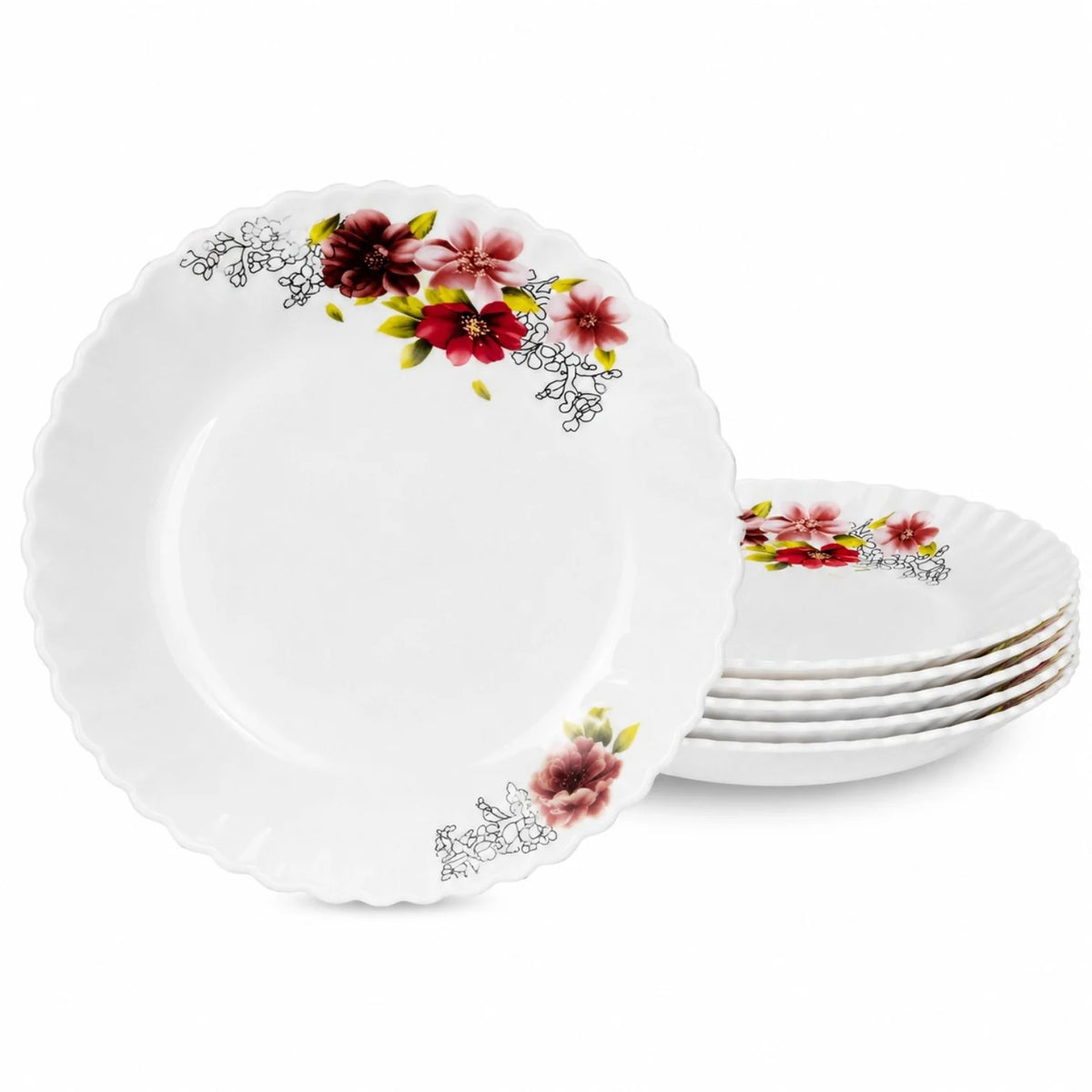 Farfurie Adânca 6/set, din Opal 19cm, Model Floral