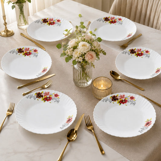 Farfurie Adânca 6/set, din Opal 19cm, Model Floral