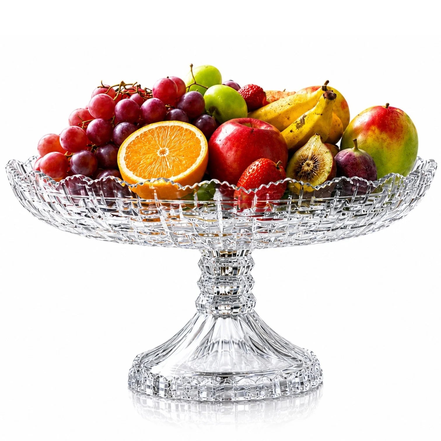 Fructiera din Sticlă cu Picior 30x15x12cm, Model Cristal