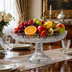 Fructiera din Sticlă cu Picior 30x15x12cm, Model Cristal