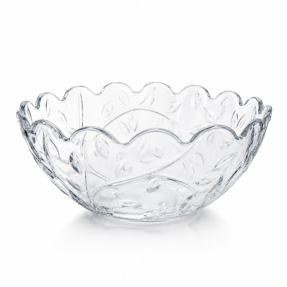 Bol din Sticlă 23x10cm, Model Cristal Floral, cu Margini Ondulate