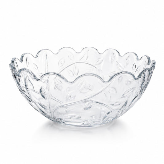 Bol din Sticlă 23x10cm, Model Cristal Floral, cu Margini Ondulate