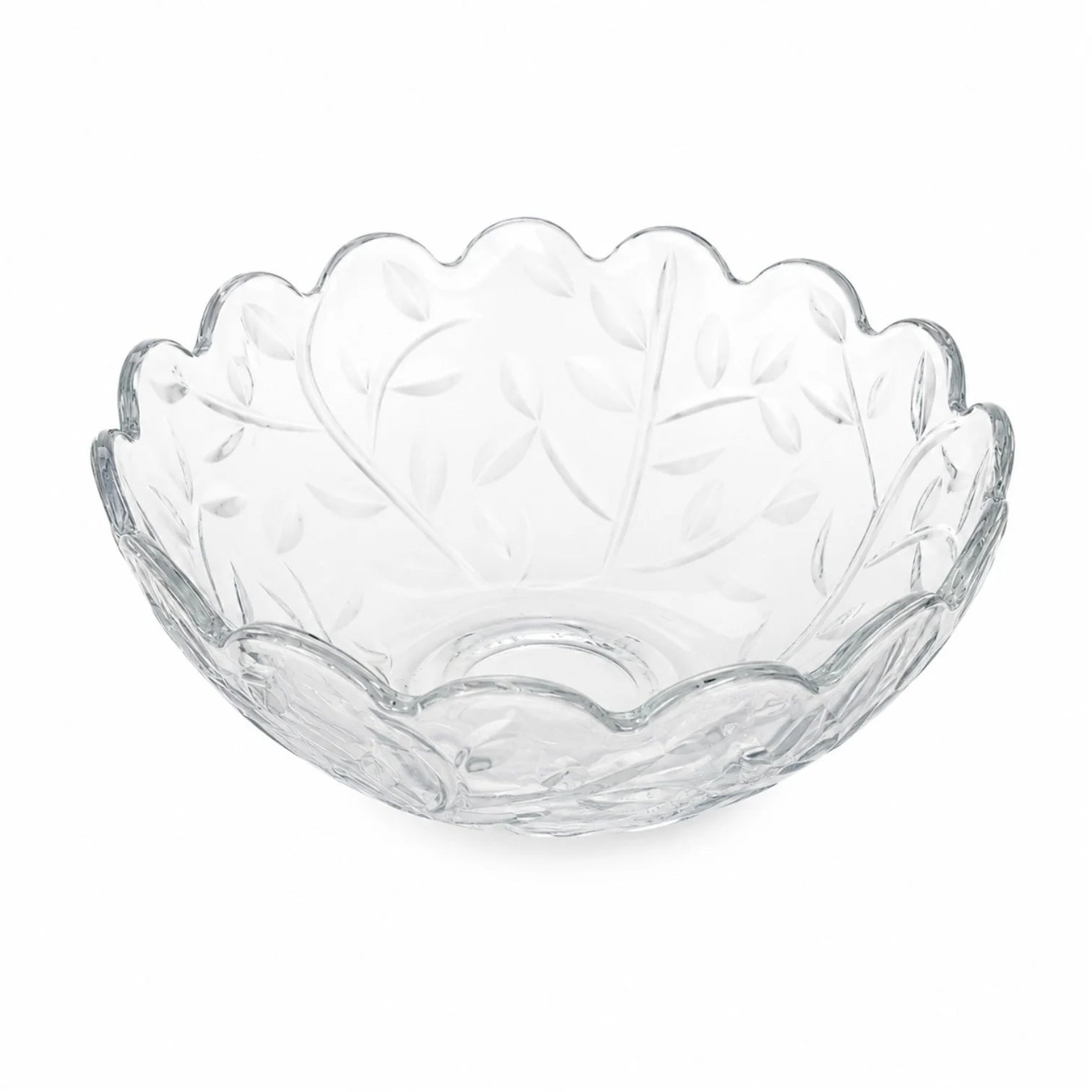 Bol din Sticlă 23x10cm, Model Cristal Floral, cu Margini Ondulate
