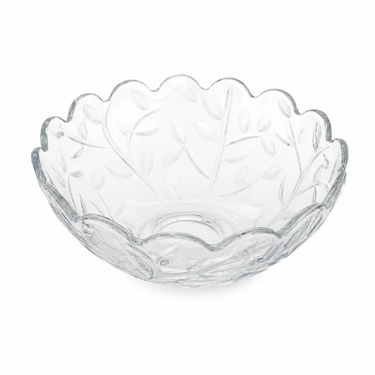 Bol din Sticlă 23x10cm, Model Cristal Floral, cu Margini Ondulate