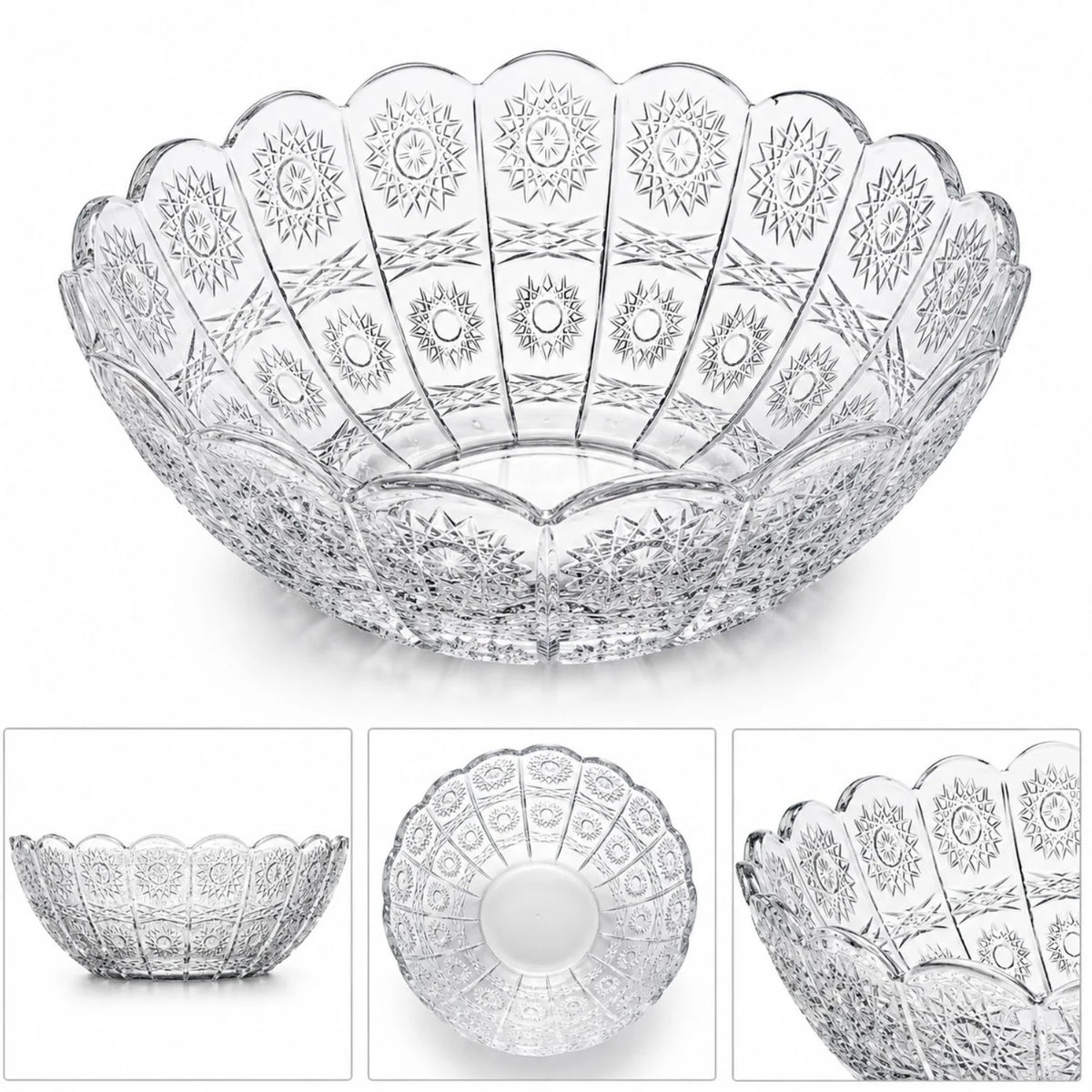 Bol din Sticlă 6/set, 12.5x5cm, Model Cristal Floral