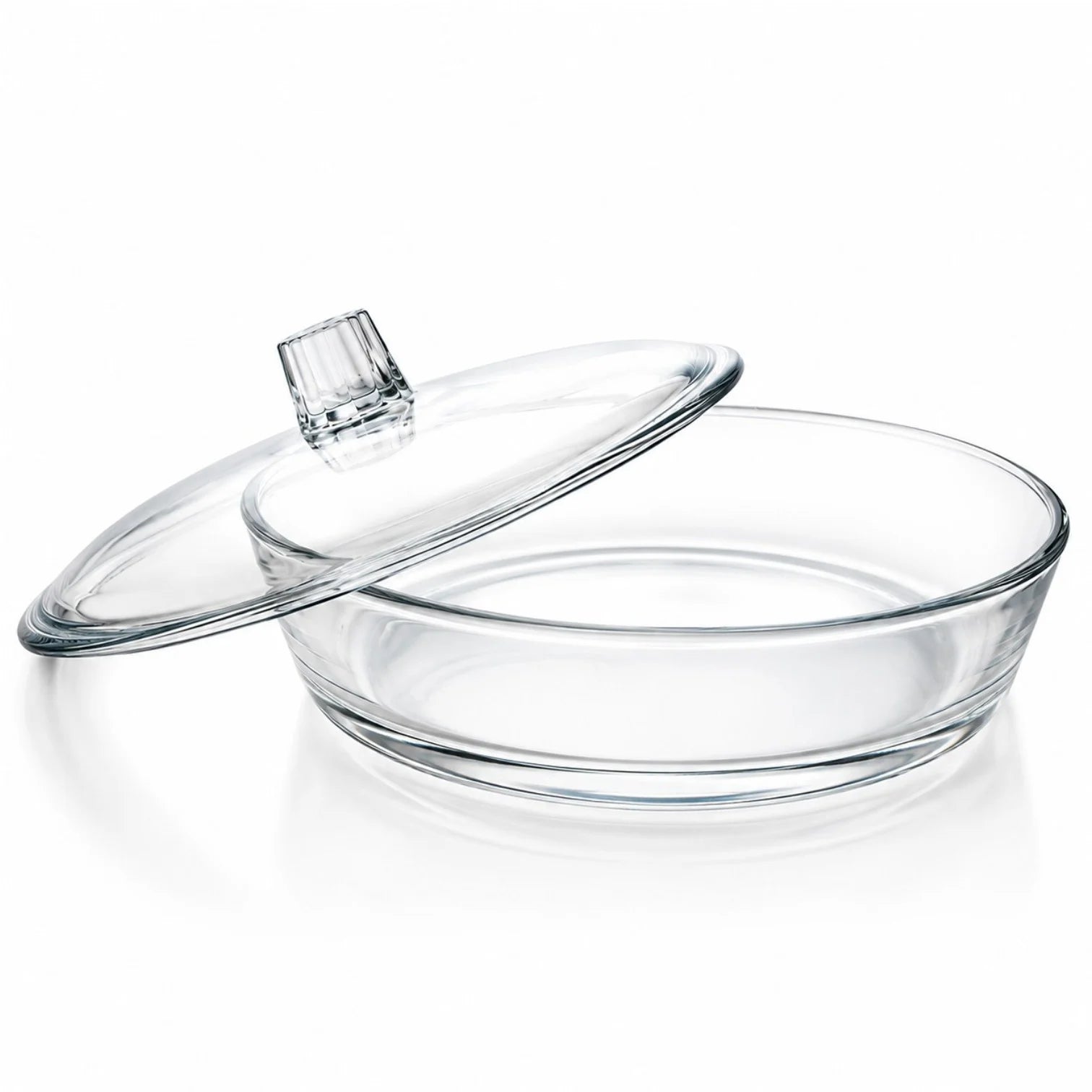 Vas Rotund din Sticla cu Capac, 23x6cm Transparent pentru Servire