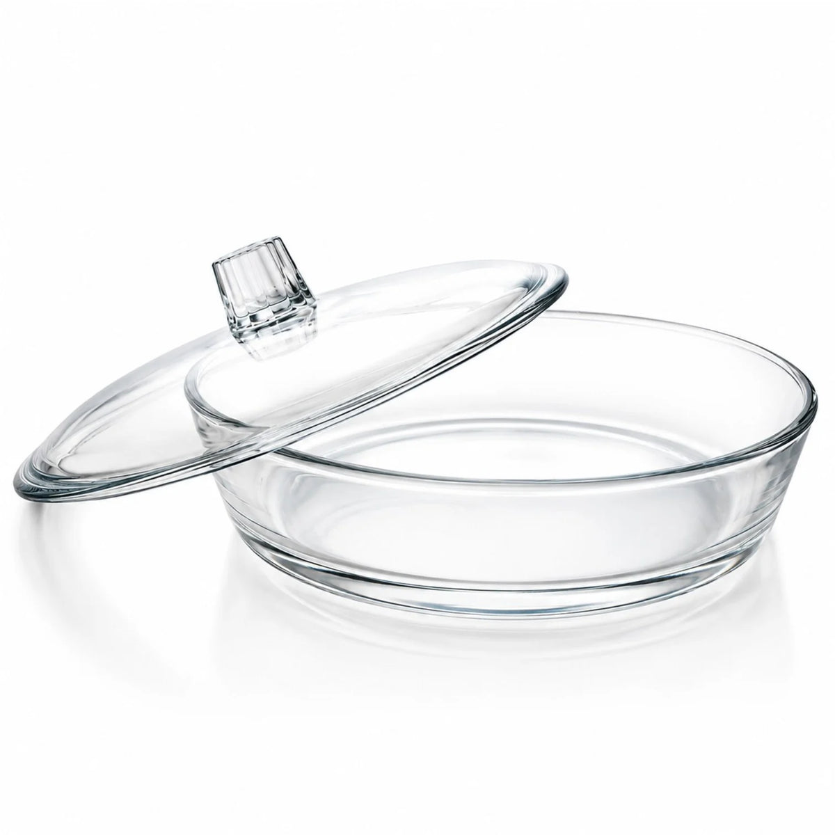 Vas Rotund din Sticla cu Capac, 23x6cm Transparent pentru Servire