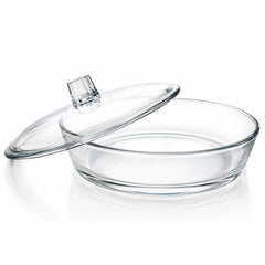 Vas Rotund din Sticla cu Capac, 23x6cm Transparent pentru Servire