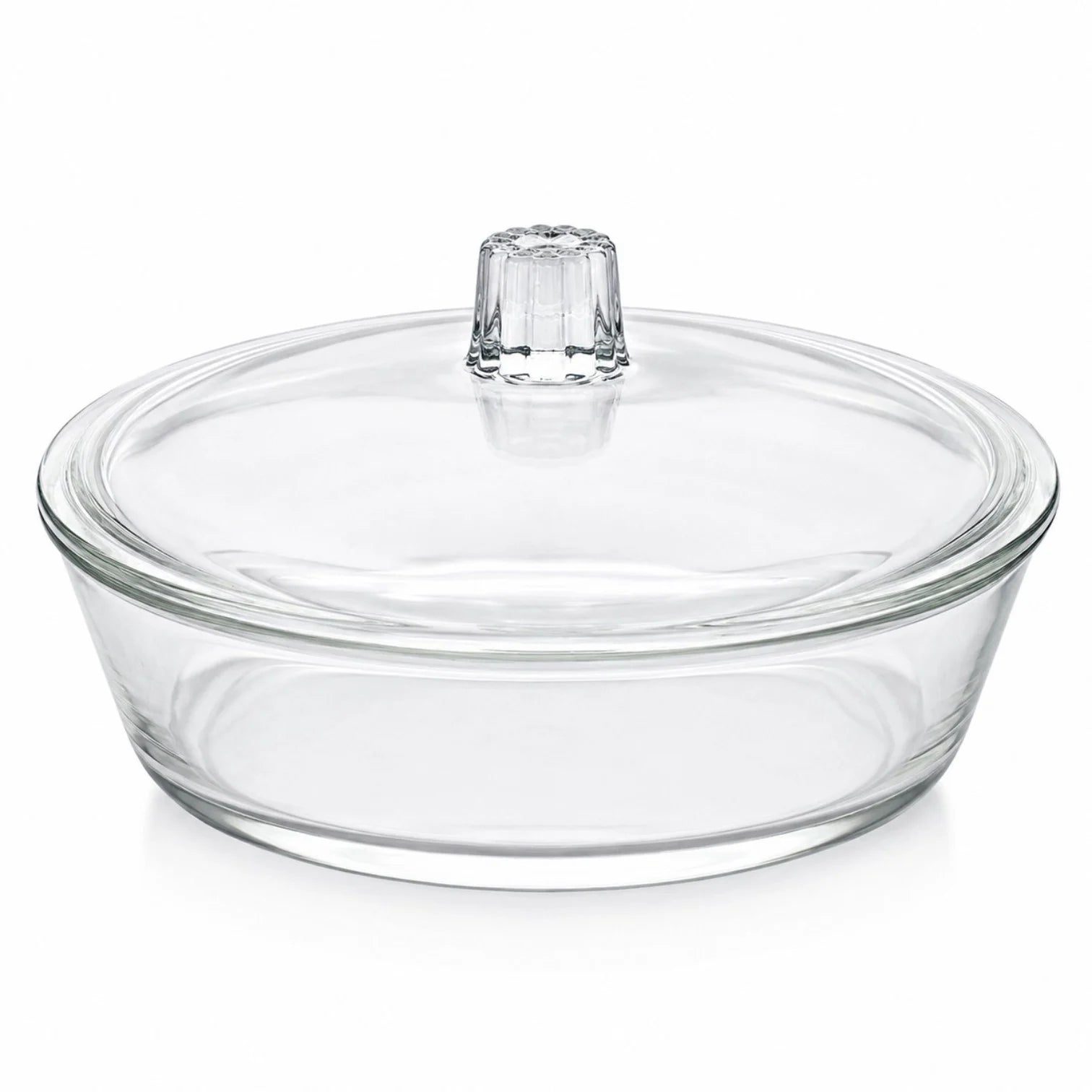 Vas Rotund din Sticla cu Capac, 23x6cm Transparent pentru Servire