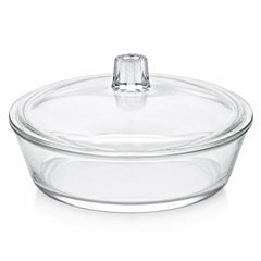 Vas Rotund din Sticla cu Capac, 23x6cm Transparent pentru Servire