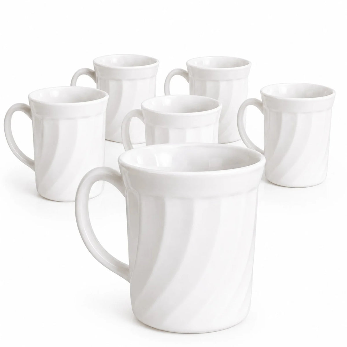 Cană din Arcopal 6/set, Model Spiralat Alb, 9x8cm