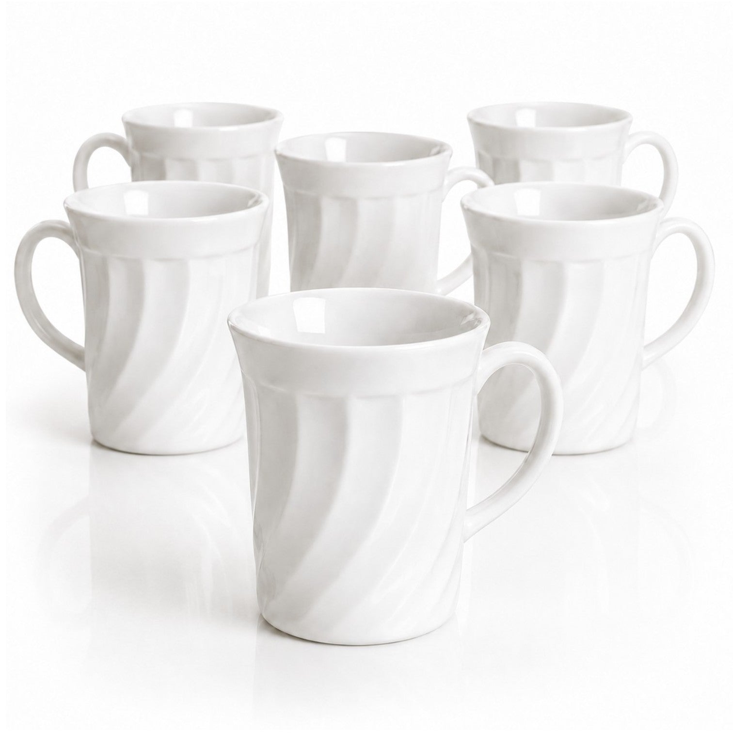 Cană din Arcopal 6/set, Model Spiralat Alb, 9x8cm