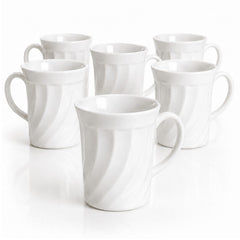 Cană din Arcopal 6/set, Model Spiralat Alb, 9x8cm