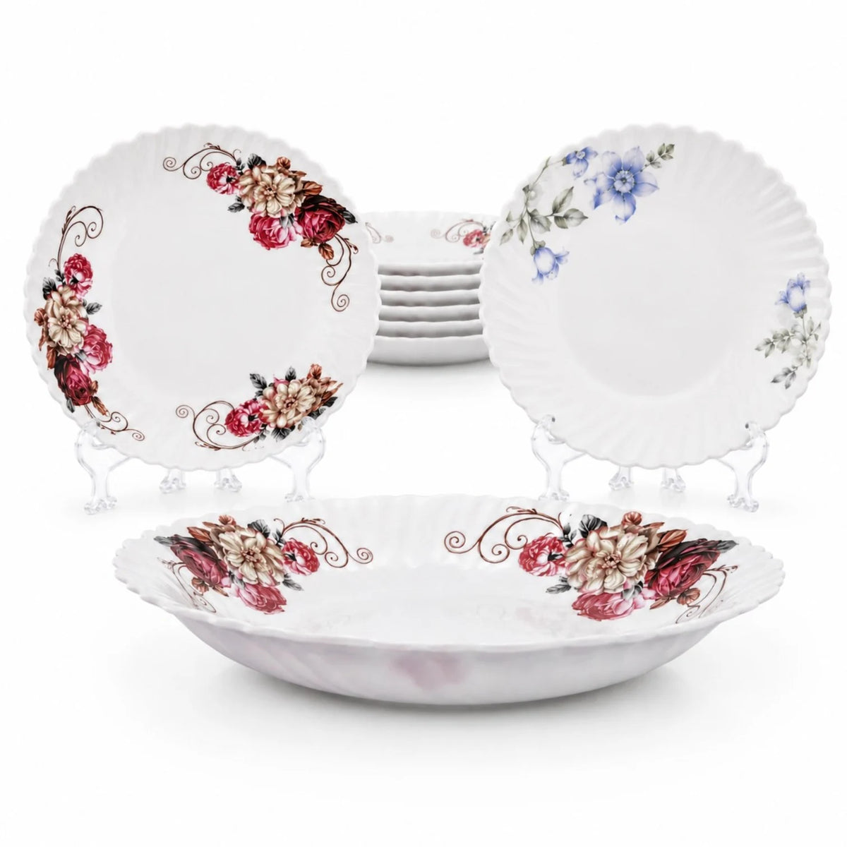 Farfurie Adâncă 6/set, din Opal, 21.5cm, Diferite Modele Florale
