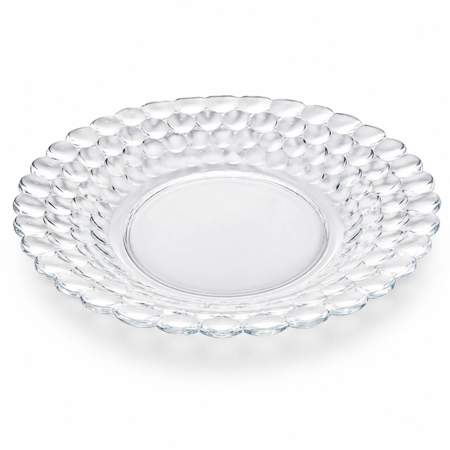 Farfurie Adâncă 12/set, din Sticlă 22cm, Model Solzi, Transparentă