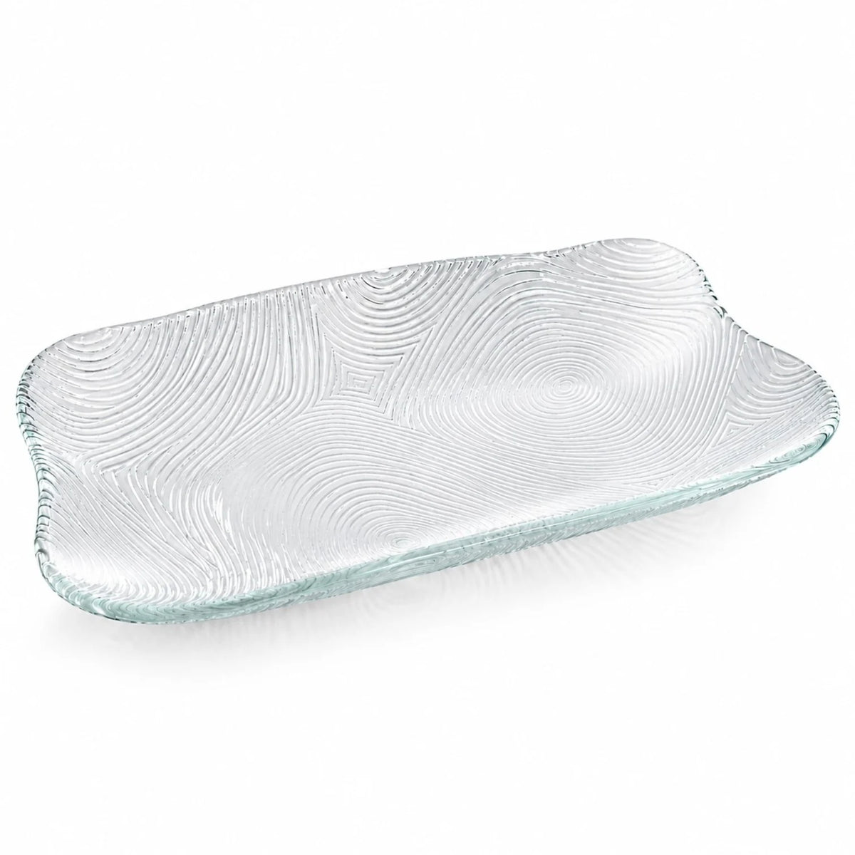 Platou Rectangular 6/set din Sticlă, 19.5x14cm, Model Spiralat