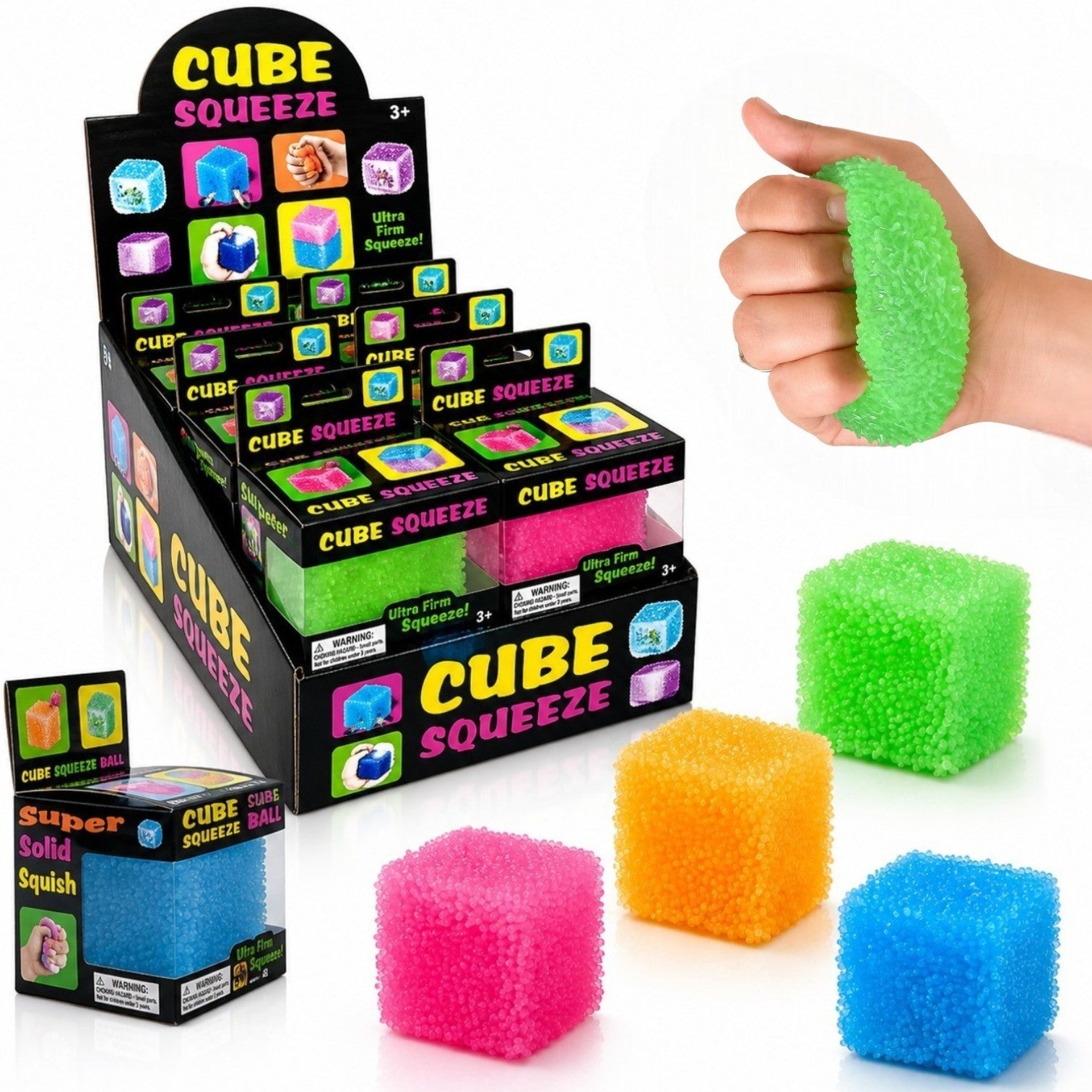 Cub Antistres 12/set, Nice Cube 5x5cm, Jucărie Senzorială Squishy din Gel Elastic, cu Textură Crystal Stretch &amp; Squeeze&nbsp;