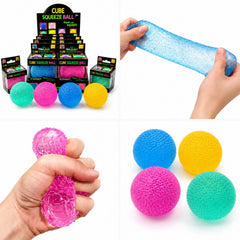 Minge Antistres Squishy 12/set, Cube Squeeze Ball 6.5cm, din Gel Elastic, Stretch, Squeeze, Diferite Culori;