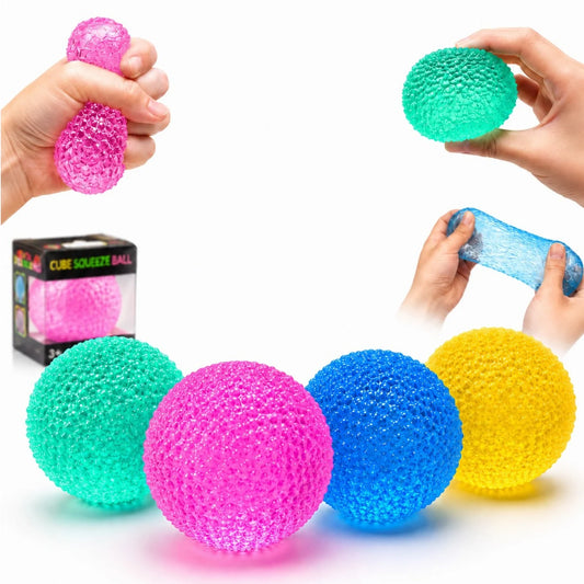 Minge Antistres Squishy 6.5cm, Cube Squeeze Ball, din Gel Elastic, Stretch &amp; Squeeze, Diferite Culori&nbsp;