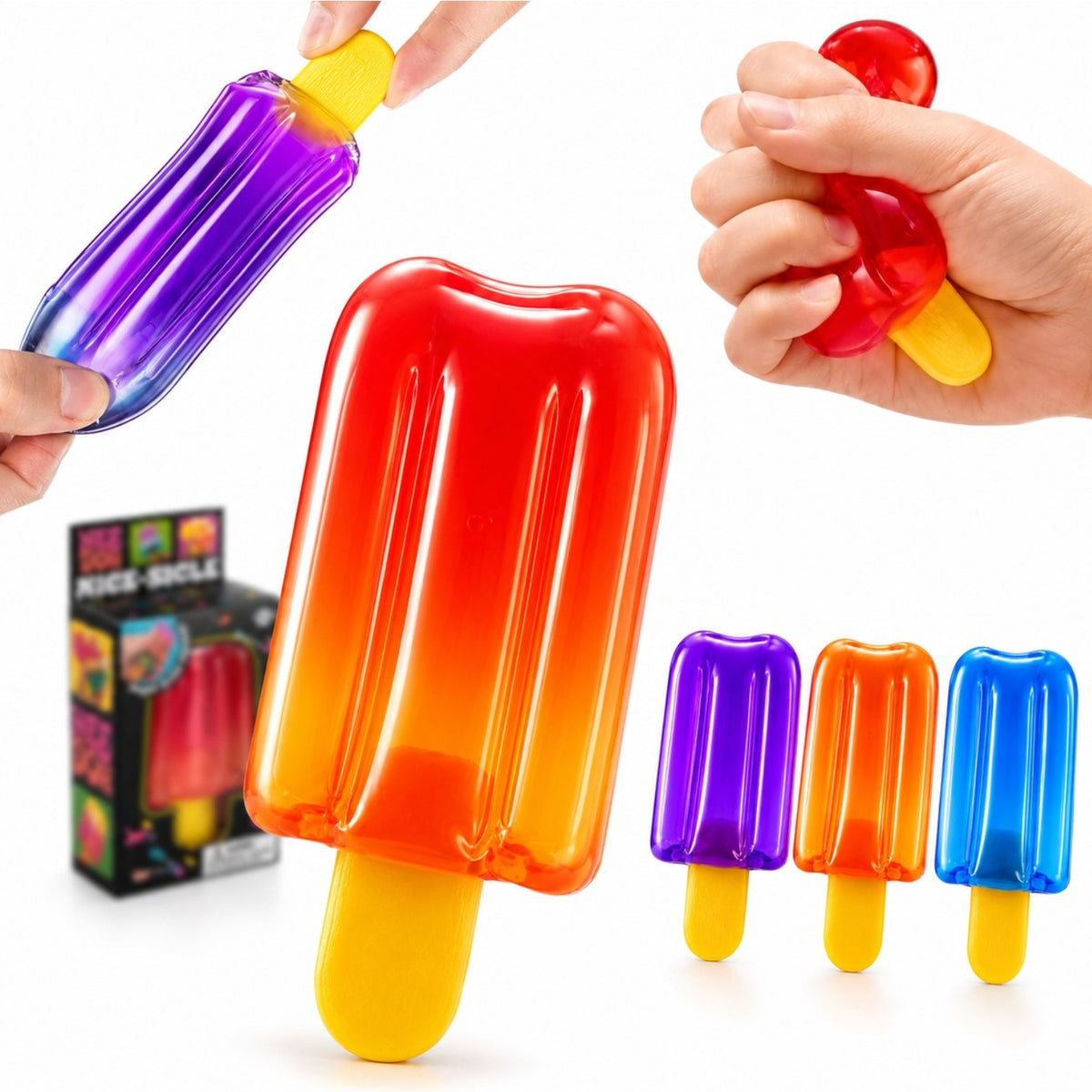 Jucarie Antistres 8cm, Tip Inghetata, Squishy din Gel Elastic, Stretch &amp; Squeeze, Diferite Culori&nbsp;