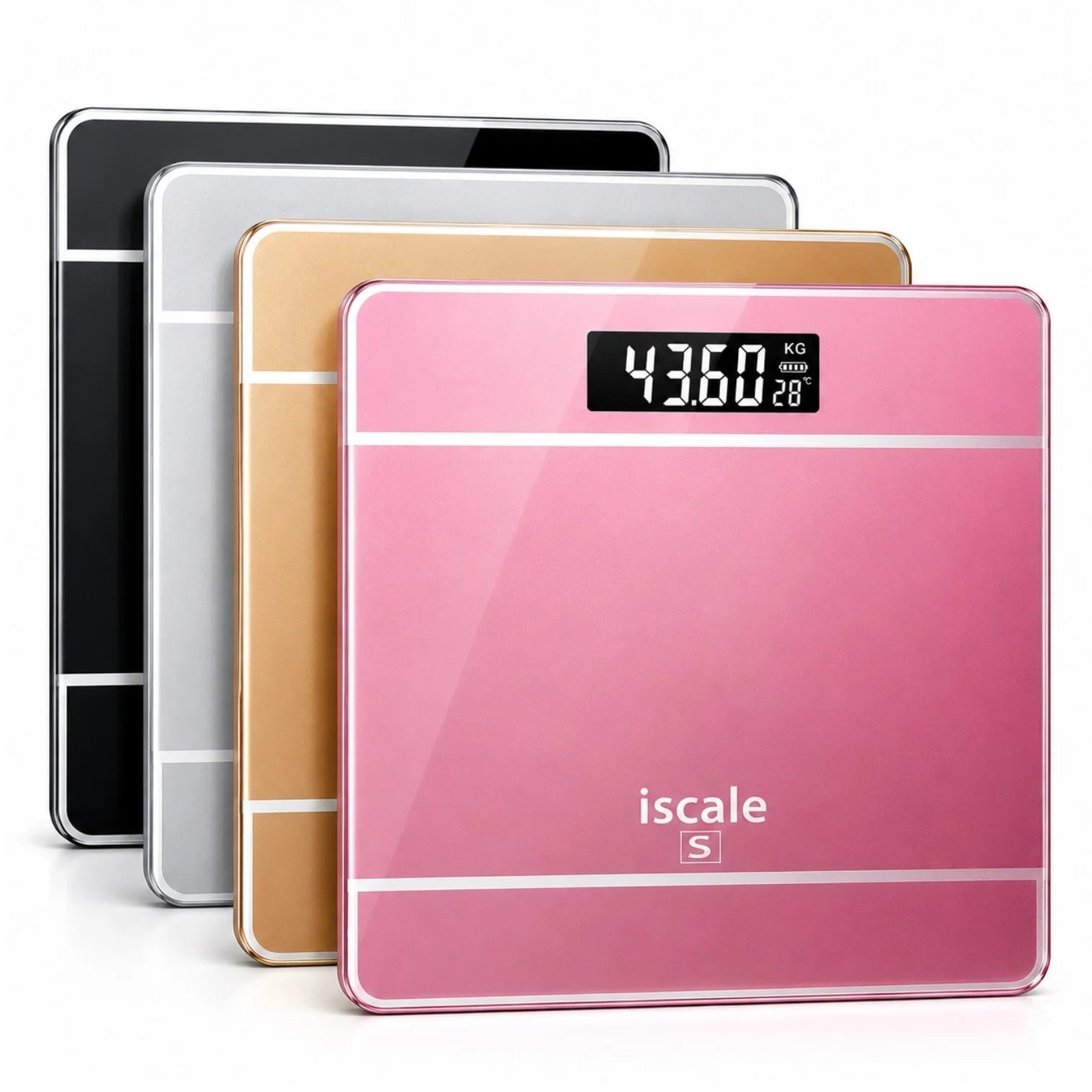 Cântar Electronic de Baie 26x26cm, Afișaj LCD, Capacitate 180kg, 2 Baterii Incluse, Diferite Culori