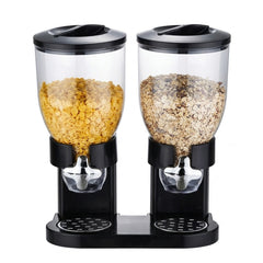 Dispenser Dublu 2L pentru Cereale, 35×19cm, cu Dozare prin Rotație și Capace