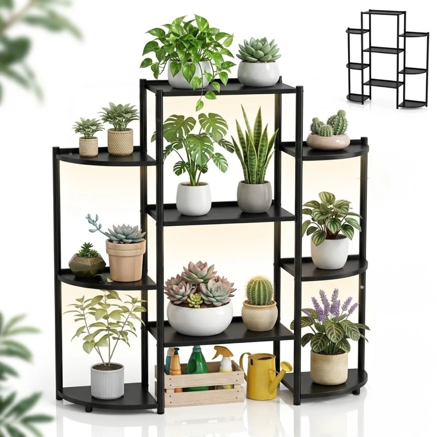 Etajeră Metalică 102×99×42.5cm, Raft pentru Flori cu 7 Polițe&nbsp;