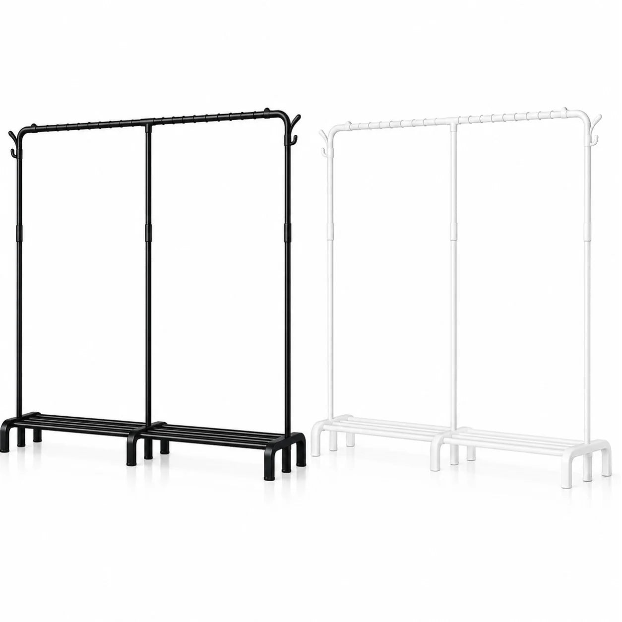 Suport Metalic pentru Haine 160×39.5×153cm, cu Cârlige Laterale și Picioare din Plastic, Diferite Culori