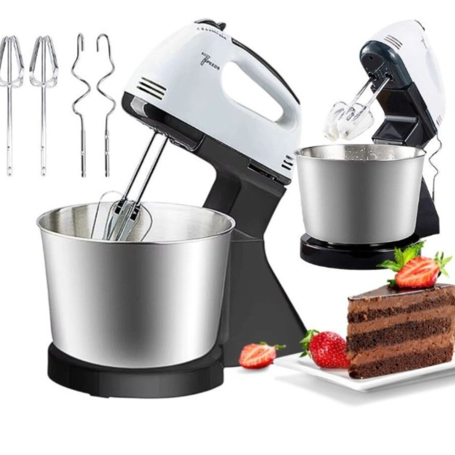 Mixer Electric cu Bol din Inox 4L, 380W, 7 Trepte de Viteză, Accesorii pentru Mixare și Frământare, Suport Stabil&nbsp;