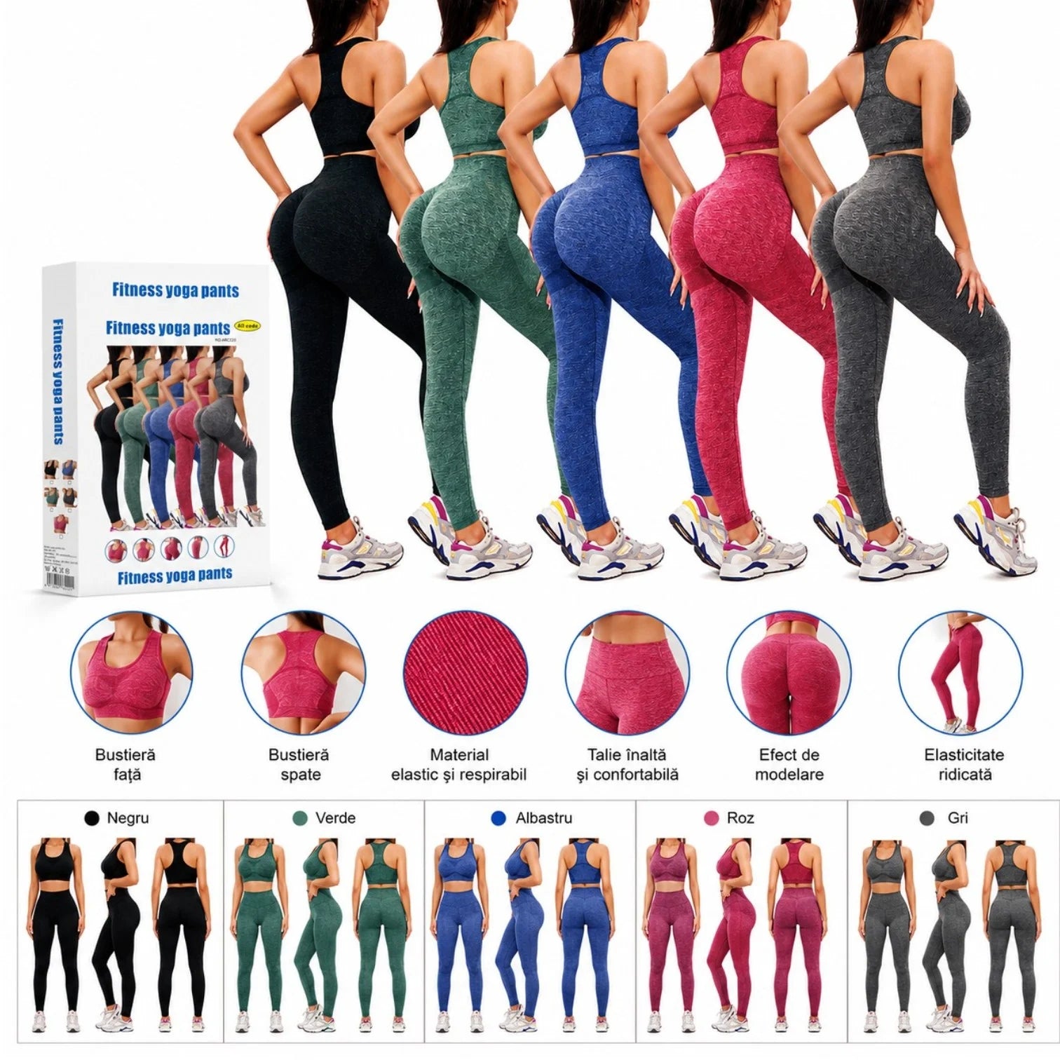 Compleu Sport Damă One Size, Talie Înaltă, Diferite Culori