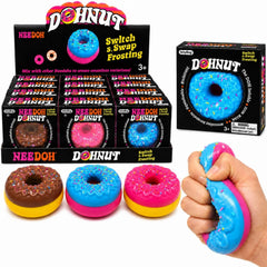 Jucărie Squishy Gogoașă 12/set, Antistres 7cm, Slow Rising, Moale și Elastică cu Glazură, Model Donut, Diferite Culori&nbsp;