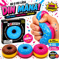 Jucărie Squishy Gogoașă 7cm, Antistres, Slow Rising, Moale și Elastică cu Glazură, Model Donut, Diferite Culori&nbsp;