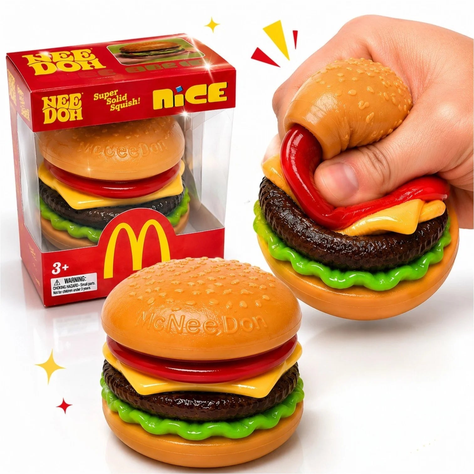 Jucărie Squishy Burger 7×3cm, Antistres, Slow Rising, Model Hamburger Realist si Elastic