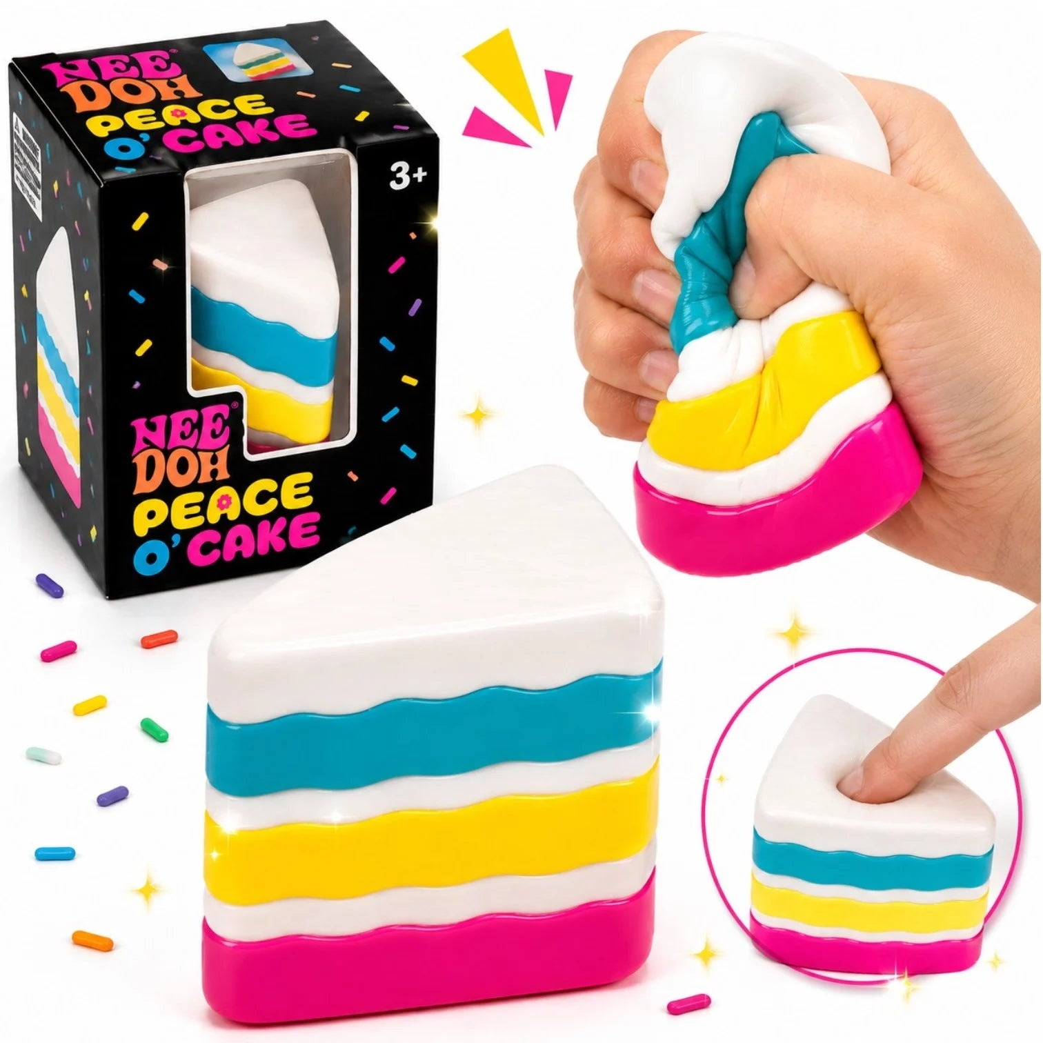 Jucărie Squishy Felie de Tort, 7.5×5×4.5cm Antistres, Super Moale și Elastică, Model Peace O' Cake, Diferite Culori&nbsp;