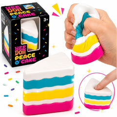 Jucărie Squishy Felie de Tort, 7.5×5×4.5cm Antistres, Super Moale și Elastică, Model Peace O' Cake, Diferite Culori&nbsp;