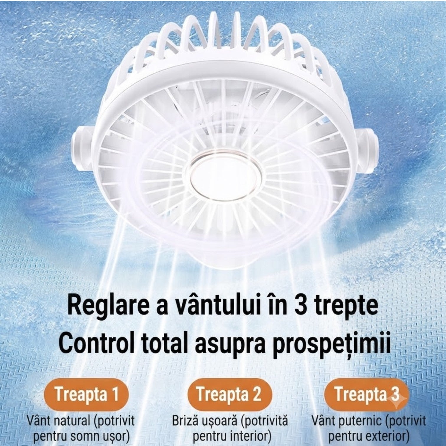 Ventilator Portabil cu Clemă, 20×15cm, USB, Rotire 360°, 3 Trepte de Viteză, Montare pe Birou sau Perete, Silențios, Diferite Culori