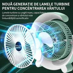 Ventilator Portabil 24cm cu Iluminare LED Multicolora, 3 Trepte de Viteză, Rotire Reglabilă, USB, Diferite Culori