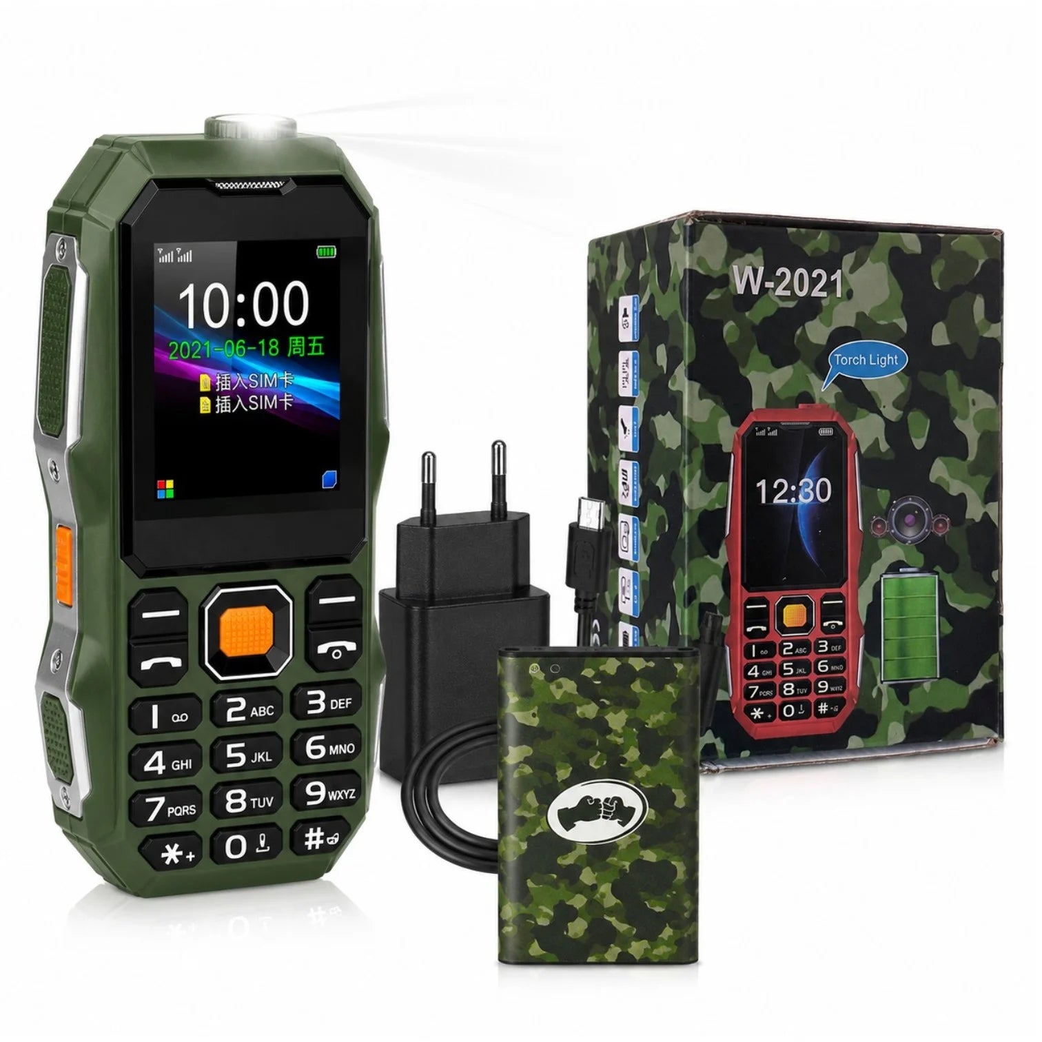 Telefon Mobil Robust W-2021, Dual SIM, 11.5x5cm, Baterie Mare, Lanternă LED, Difuzor Puternic, Radio FM, Multimedia și Taste&nbsp;