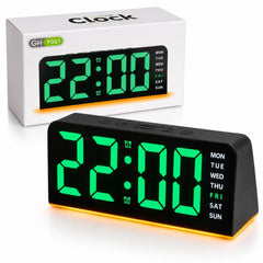 Ceas Digital LED 17×5×7.5cm, Afișaj LED Mare, Alarmă cu Funcție Amânare, Calendar și Ziua Săptămânii, Alimentare prin Adaptor USB sau Baterii&nbsp;