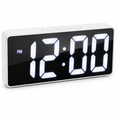 Ceas Digital LED 15×6.5cm, Afișaj Oglinda cu Cifre Mari, Alarmă cu Funcție Amanare, Alimentare prin USB sau Baterii&nbsp;