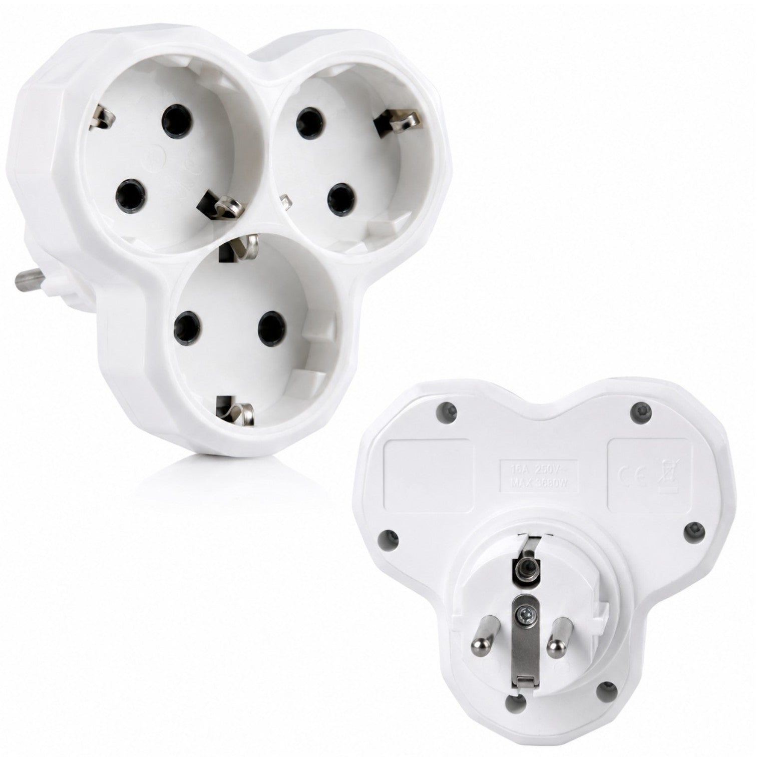 Adaptor Triplu 16A, 3 Prize cu Împământare, 3680W, 250V