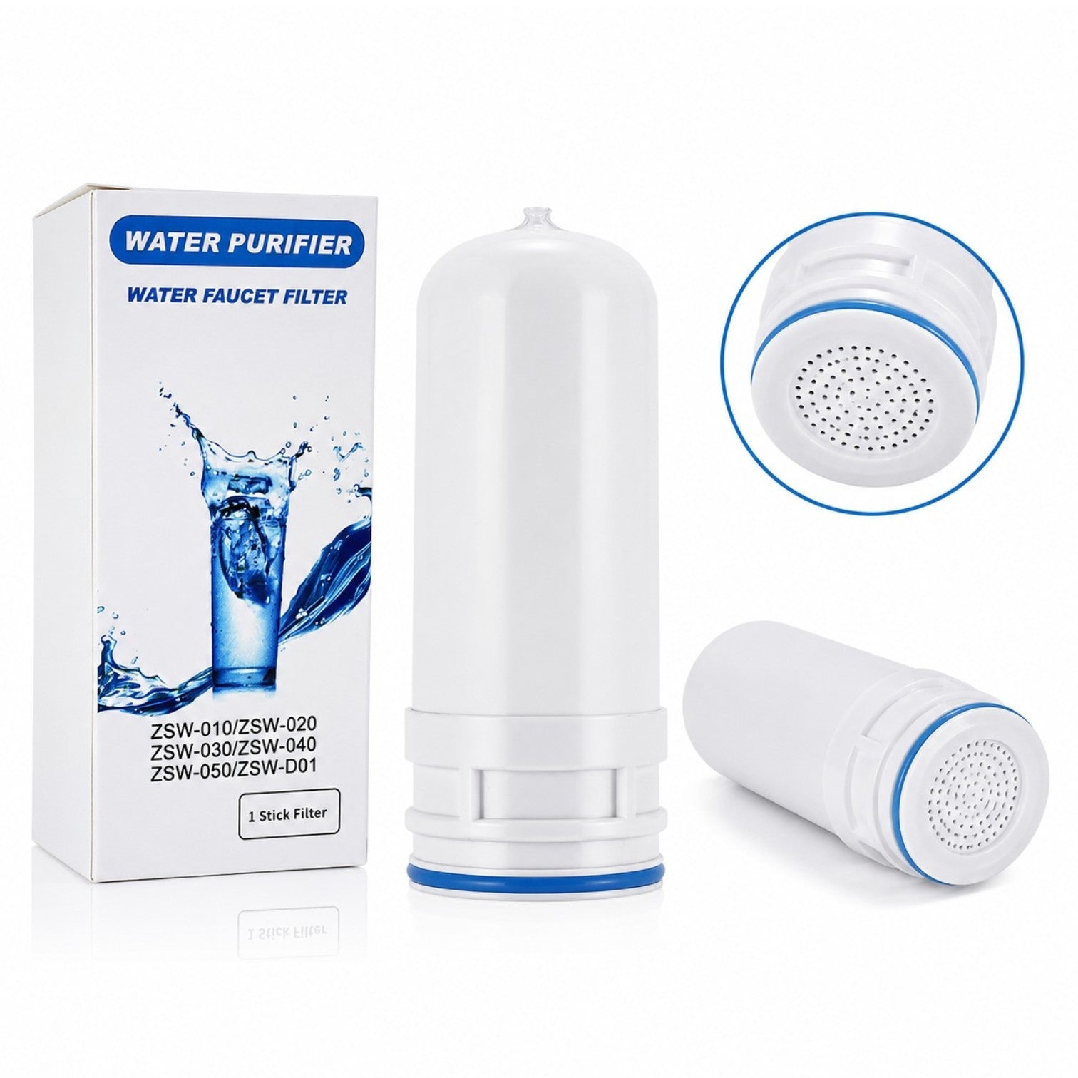 Cartuș Filtrant de Schimb pentru Filtru de Apă la Robinet, Carbon Activ, Purificare Eficientă a Apei Potabile