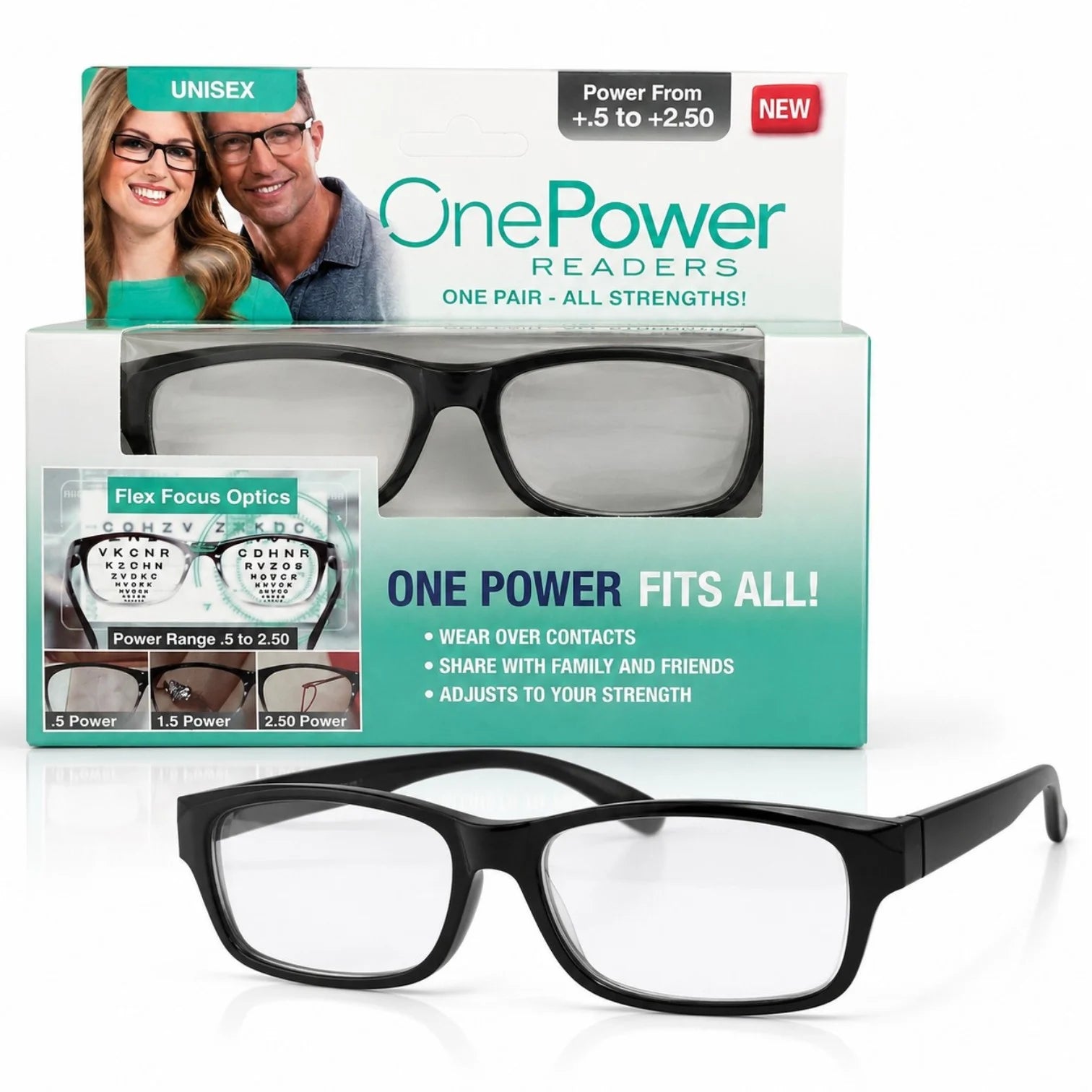 Ochelari de Citit OnePower cu Dioptrii Reglabile +0.50 până la +2.50, Unisex&nbsp;
