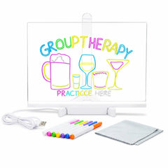 Tăbliță LED Electrică pentru Mesaje 30x20cm, Panou Acrilic Reutilizabil, Alimentare USB, 7 Markere Colorate, Lavetă și Suport Inclus&nbsp;