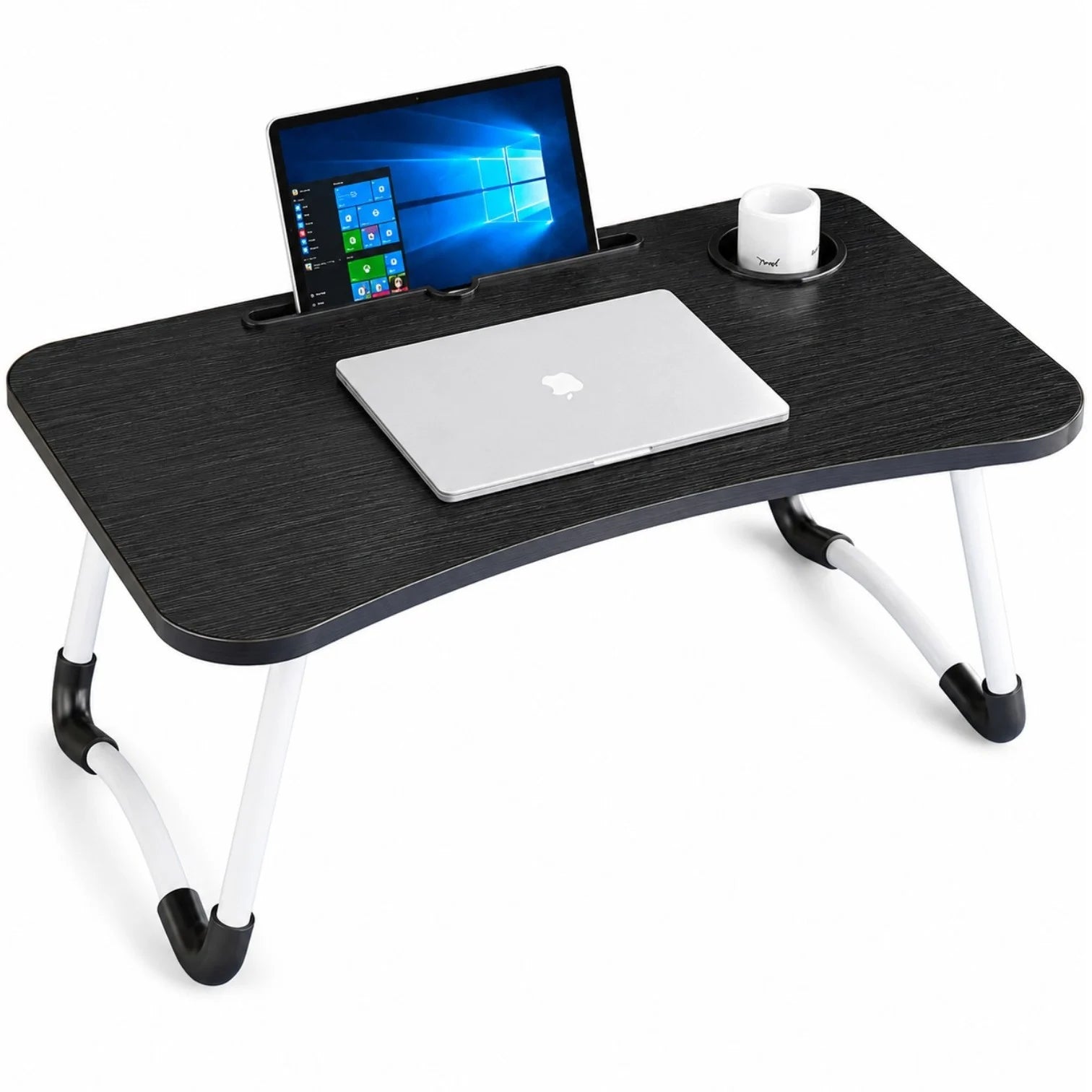 Masă Pliabilă Multifunctionala 60×40×28cm, cu Suport pentru Tabletă și Suport pentru Pahar&nbsp;