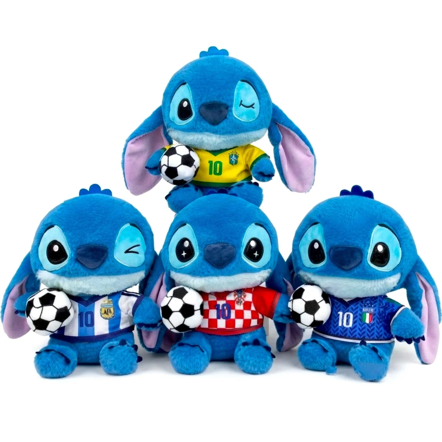Jucărie de Pluș Stitch Fotbal 25cm, Ediția Campionatului Mondial, cu Minge de Fotbal&nbsp;